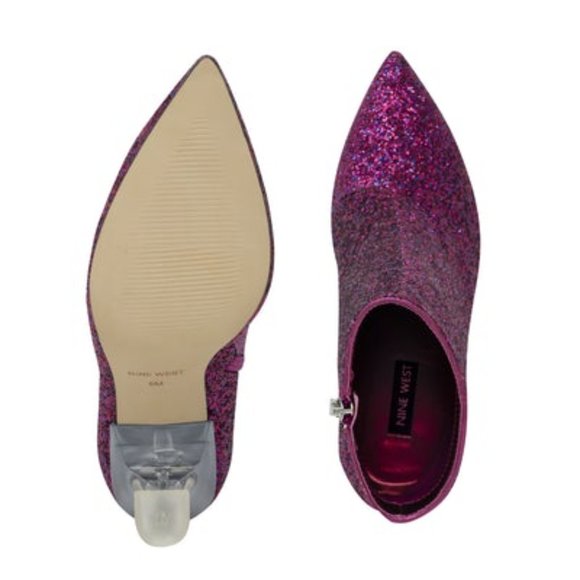 Nine West Tonight Dress Booties Magenta Chunky Glitter - Picture 5 of 5